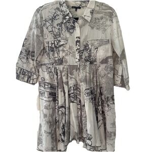 MC Planet Wearable Art Abstract 10 Shirt Dress‎ Artsy Whimsical Flowy Bohemian